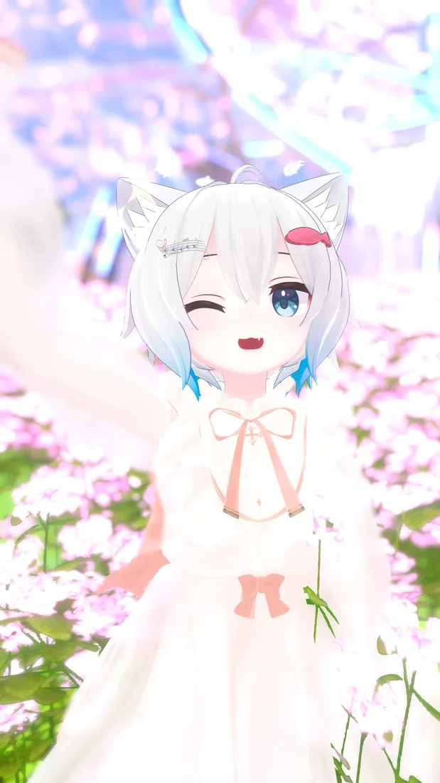 桜の中で手を振るともしょう